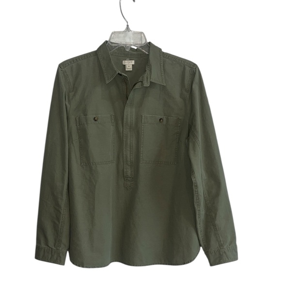 J. Crew Tops - J. Crew Olive Green 1/4 zip Popover Shirt size M